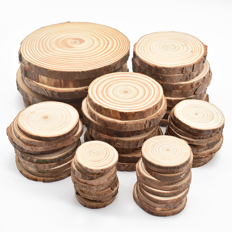 Oud Wood Chip - 3-12cm Thick Natural Pine Round Unfinished