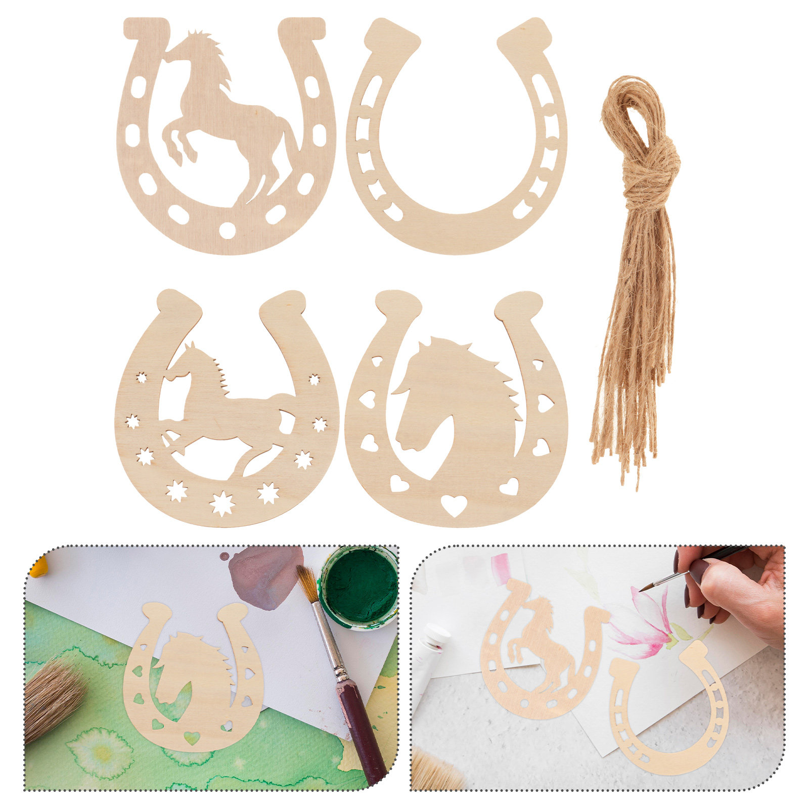 Oud Wood Chip - 24Pcs Wood Horseshoe Shape Slices Unfinished
