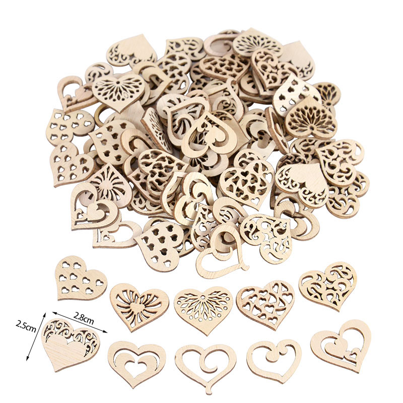 50/100pcs Hollowed Heart Patte - огляд і ціна Oud Wood Chip