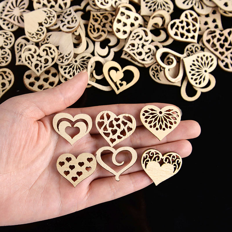 50/100pcs Hollowed Heart Patte - огляд і ціна Oud Wood Chip