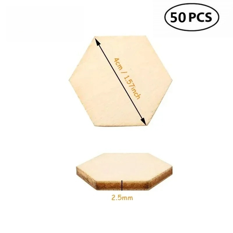 50PCS 4CM Unfinished Wood Hexa - огляд і ціна Oud Wood Chip