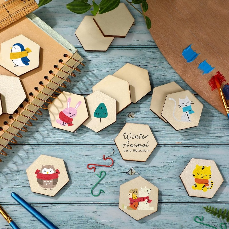 50PCS 4CM Unfinished Wood Hexa - огляд і ціна Oud Wood Chip