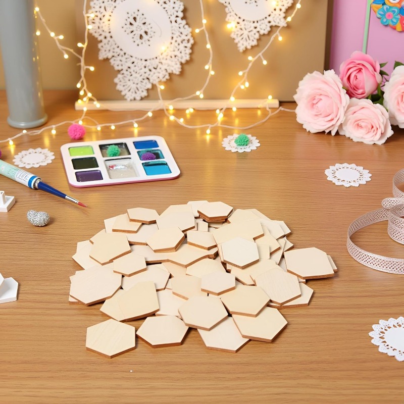 50PCS 4CM Unfinished Wood Hexa - огляд і ціна Oud Wood Chip