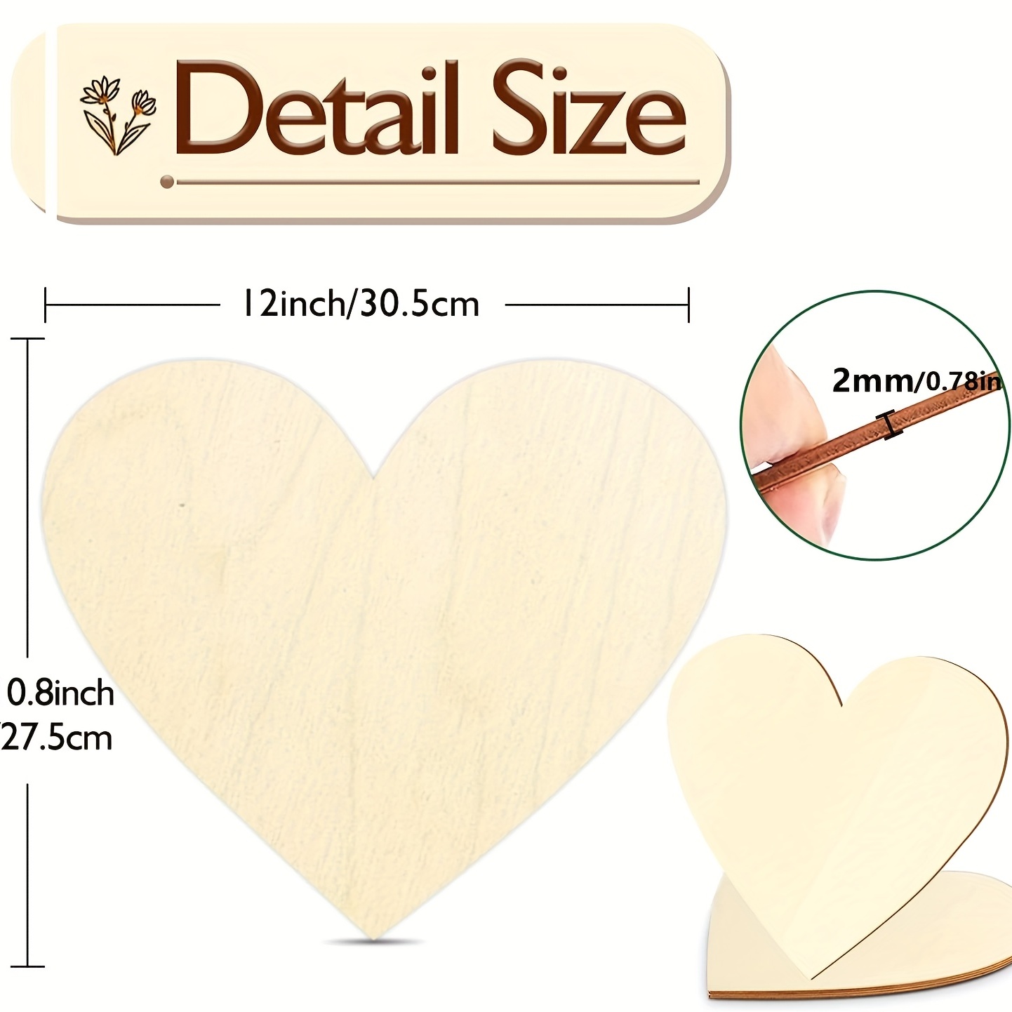 2Pcs 12Inch Blank Heart Cutout - огляд і ціна Oud Wood Chip